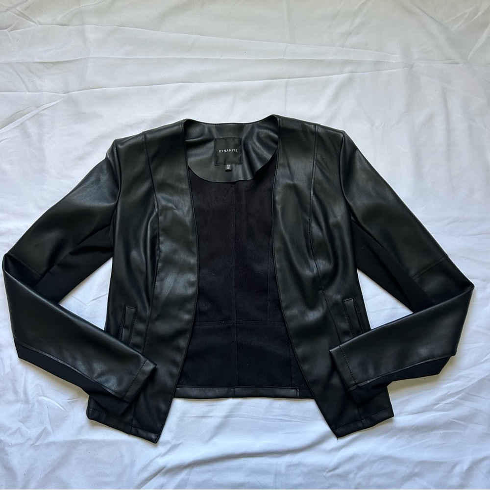 DYNAMITE Faux Leather Jacket Black - Picture 1 of 8